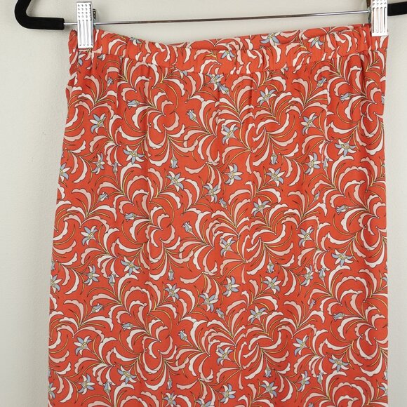 Max‎ Studio Coral Blue Floral Ruffled Maxi Skirt Size Small - Picture 8 of 9